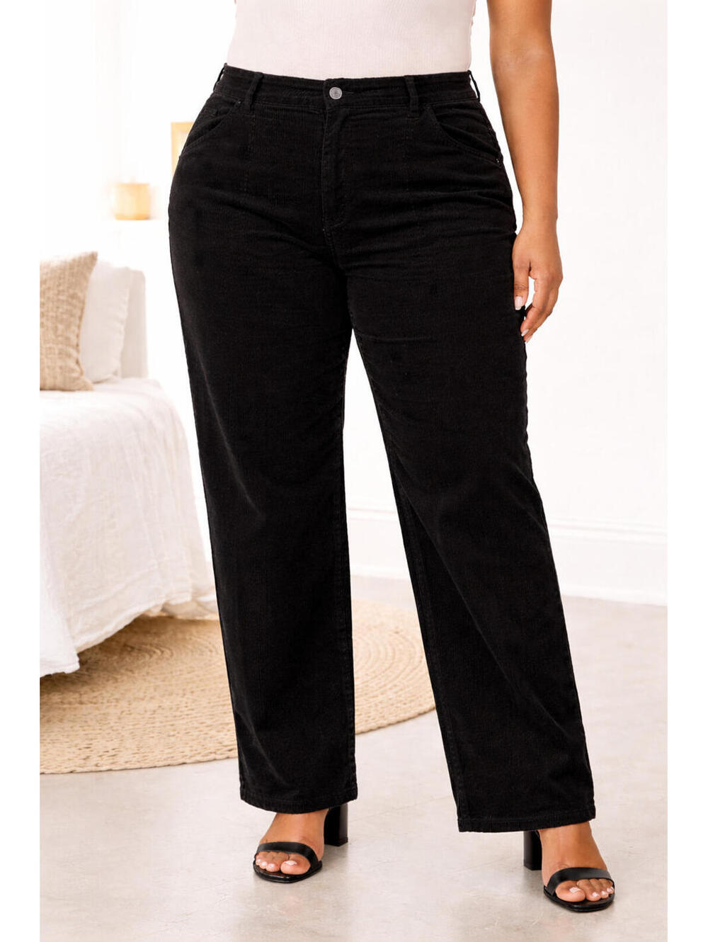Future Collective Womens High Rise Straight Leg Pants Plus Size 30 Black Ret.$38